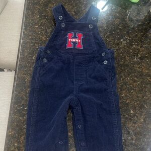 Tommy Hilfiger Deep Navy Corduroy Overalls with Red Logo